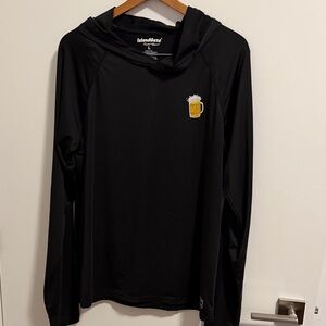 Islandhaze Black Hooded Long Sleeve Tee with Beer Mug Logo